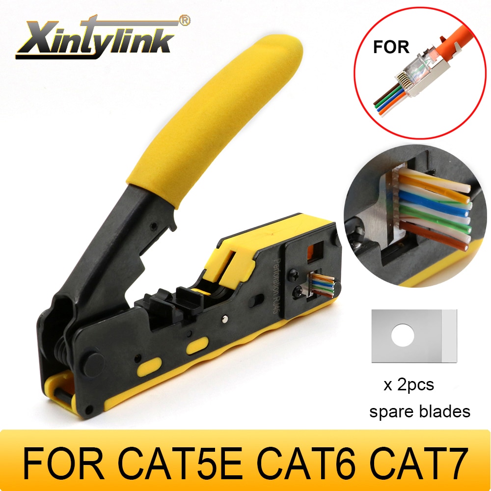 Xintylink الكل في واحد rj45 كماشة شبكة المكشكش cat5 cat6 cat7 cat8 العقص شبكة أدوات إيثرنت مقشر كابل المشبك lan