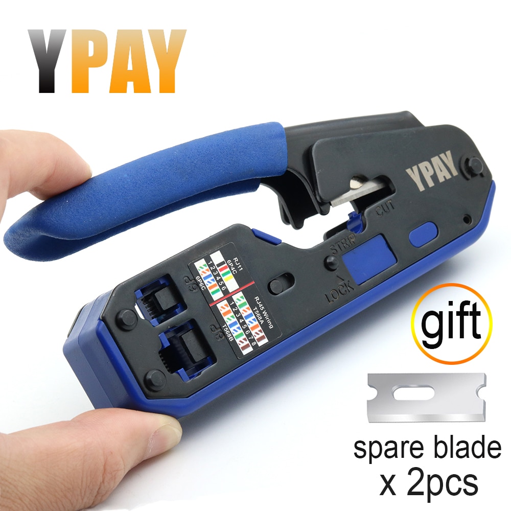 YPAY RJ45 العقص أداة كماشة شبكة المكشكش المتعرية القاطع إيثرنت كليب ملقط RG45 cat6 cat5e cat5 cat3 RJ11 متعددة الوظائف