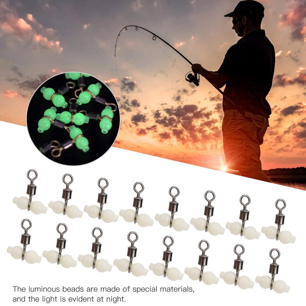 30 قطعة مضيئة الصيد المتداول يدور البحر معالجة هوك موصل معالجة للمياه العذبة البحر ليلة الصيد