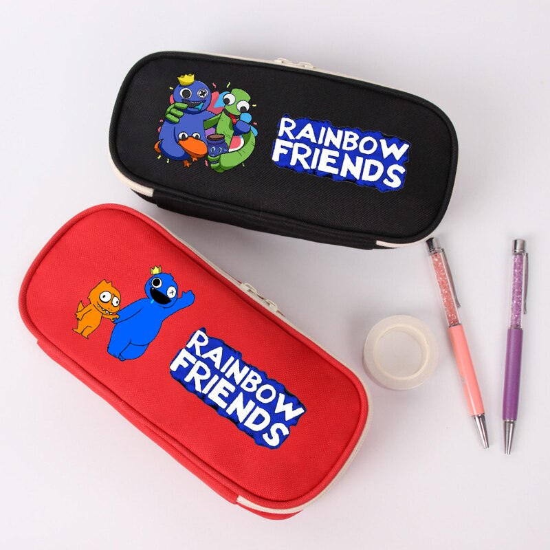 قوس قزح أصدقاء الطلاب قلم رصاص أكياس الكرتون قماش القرطاسية سعة كبيرة مقلمة اللوازم المدرسية Kawaii قلم رصاص الحقيبة