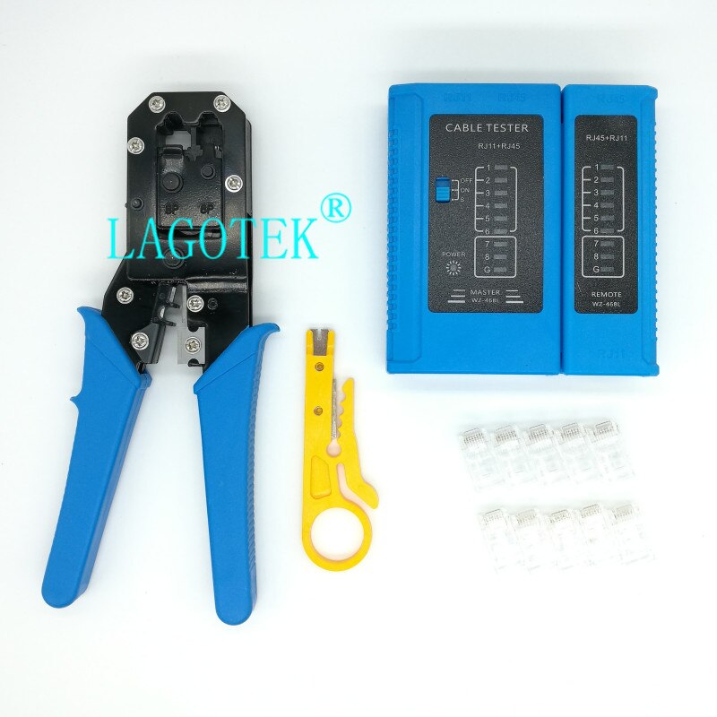 مكشكش كابل متعدد الوظائف عالي الجودة RJ11 RJ45 ، أداة تجريد الأسلاك ، قاطع شبكة العقص ، أدوات مع اختبار الكابلات