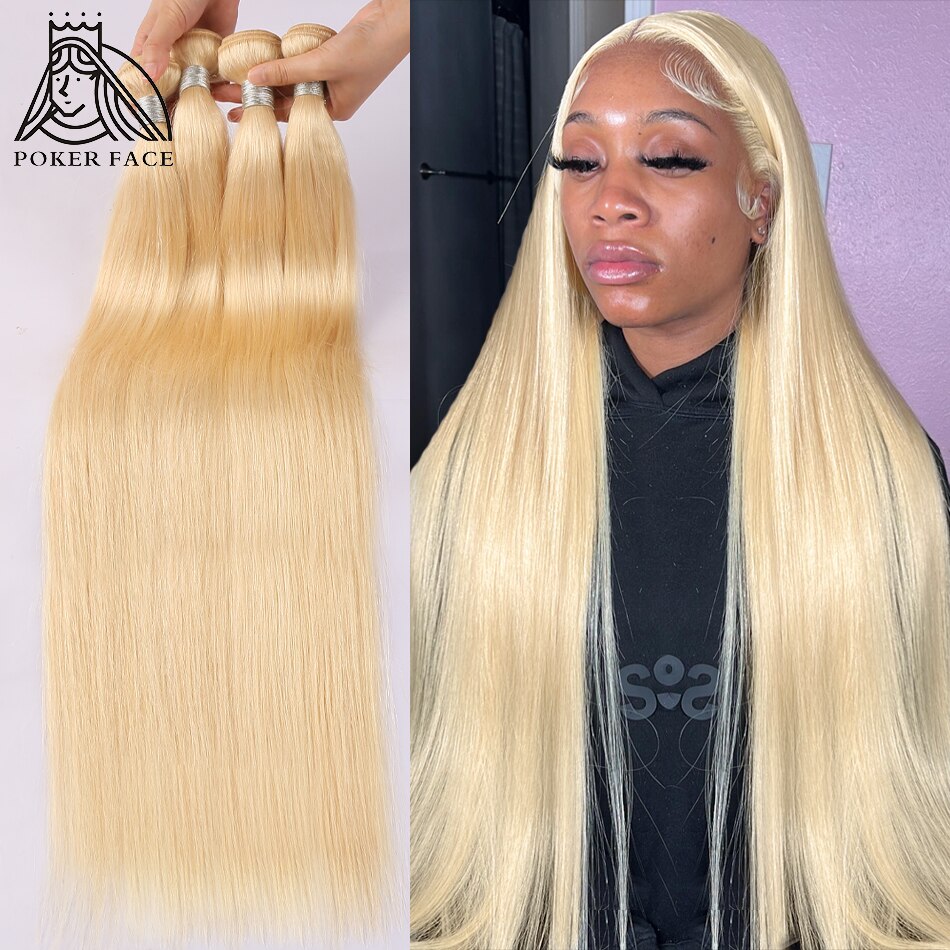 لعبة البوكر الوجه 30 بوصة 613 شقراء العظام مستقيم الشعر حزم 100% ملحقات الشعر البشري حزم صفقات البرازيلي نسج الشعر حزم