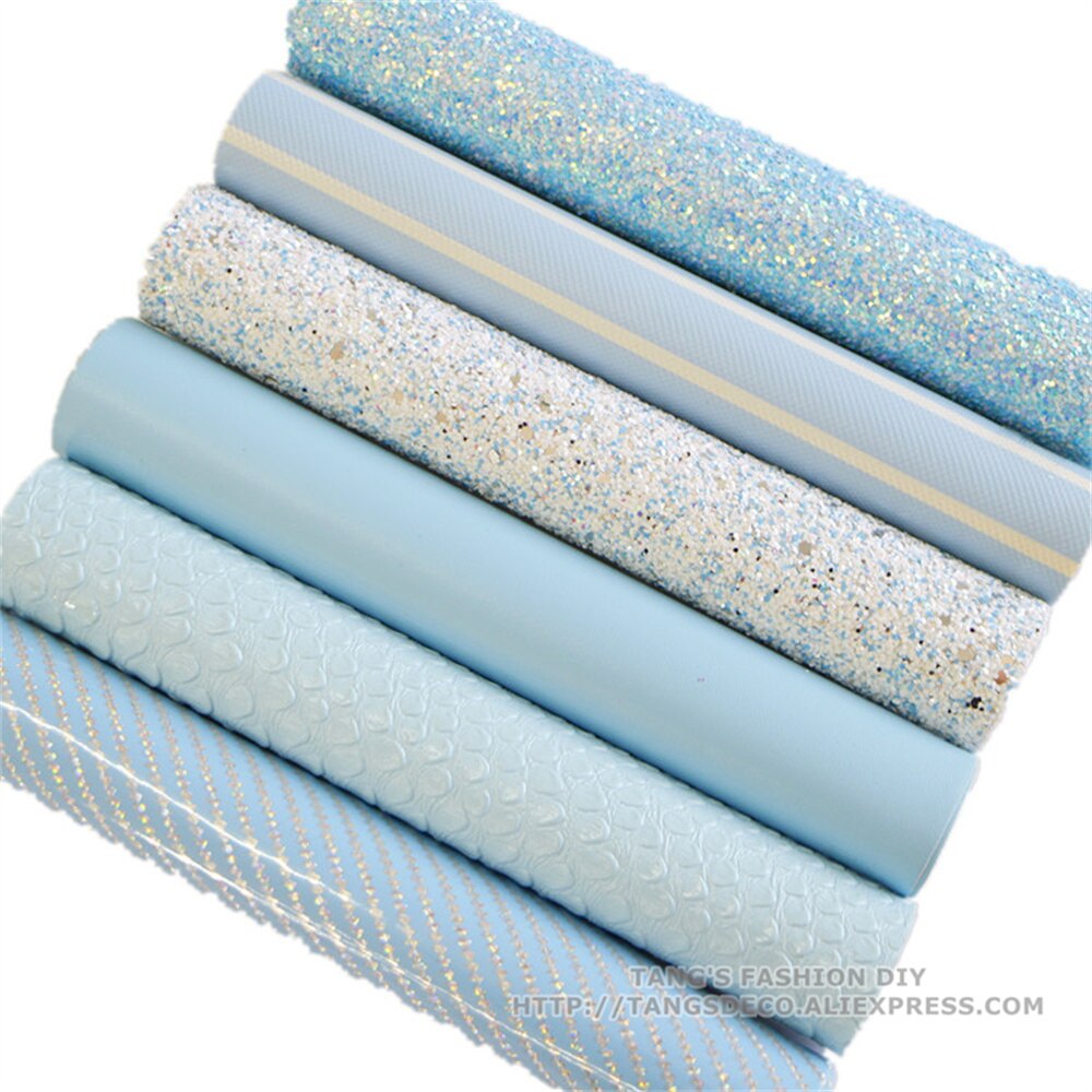 6 قطعة/المجموعة --- 20X22CM أزرق فاتح اللون لتقوم بها بنفسك مجموعة الجلود الاصطناعية فو بو