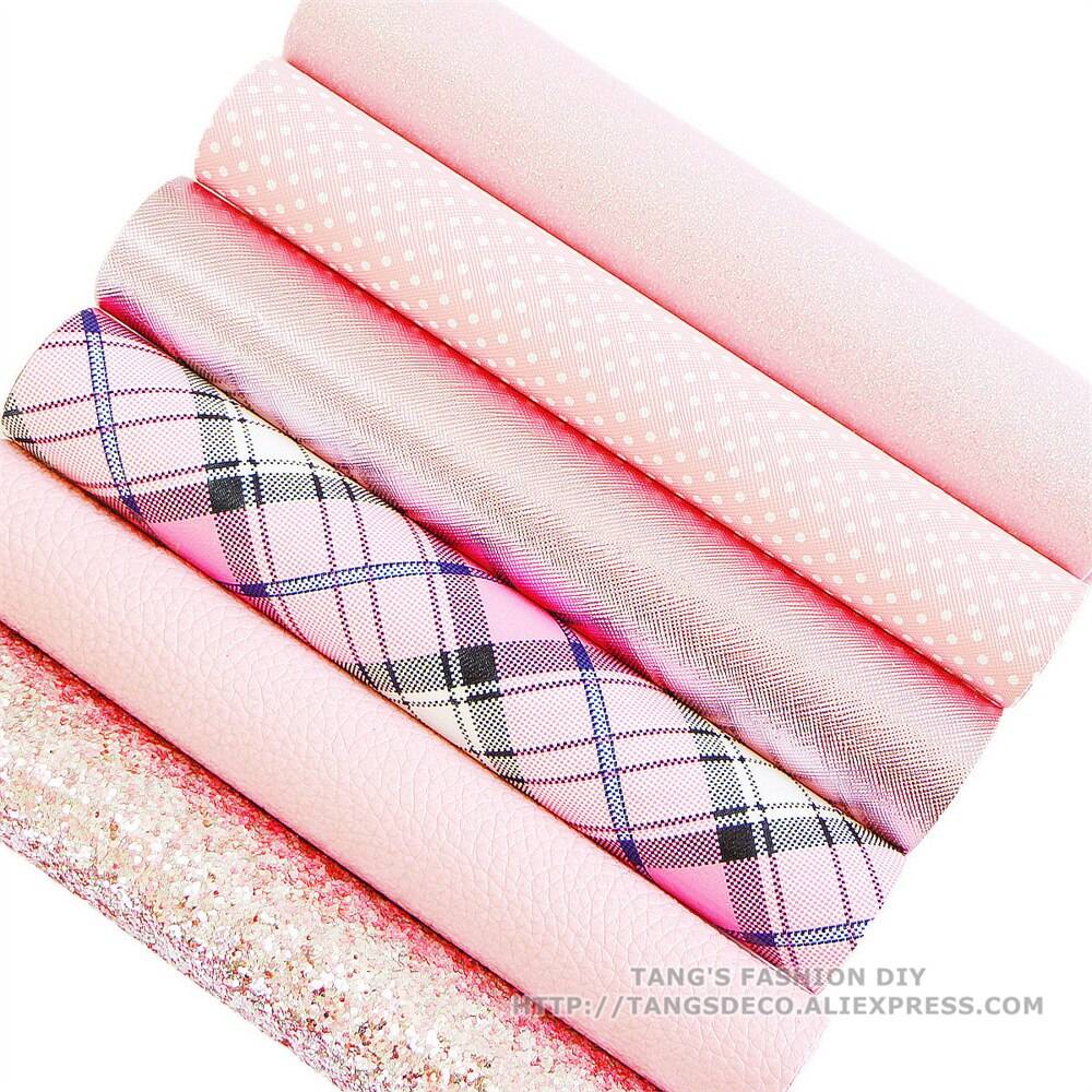 6 قطعة/المجموعة --- 20X22CM مزيج اللون الوردي الدافئ DIY بها بنفسك مجموعة الجلود الاصطناعية فو بو