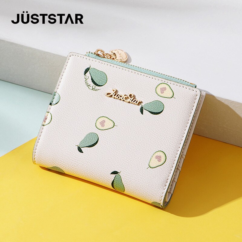 Just Star محفظة نسائية 2022 الربيع والصيف موضة جديدة قصيرة محفظة نسائية للعملات المعدنية لطيف الكورية الأفوكادو الأخضر محفظة صغيرة