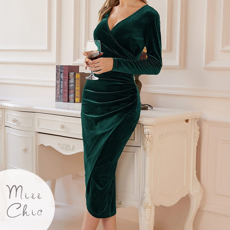 فستان أسود ميدي من المخمل موضة خريف 2022 للنساء فستان سهرة ضيق بأكمام طويلة مزركش للنساء فستان حفلات