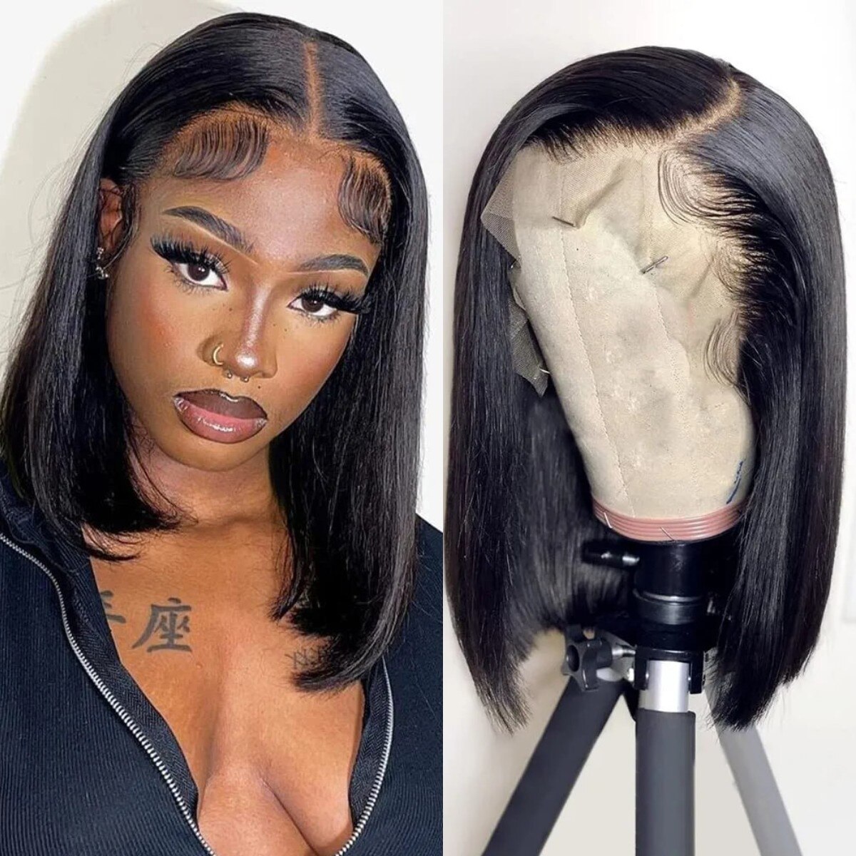 شعر مستعار بوب مستقيم شعر الإنسان 13x4 الدانتيل الباروكة أمامي 180% الكثافة قصيرة بوب الباروكات للنساء السود بوب الدانتيل الجبهة الباروكات شعر الإنسان