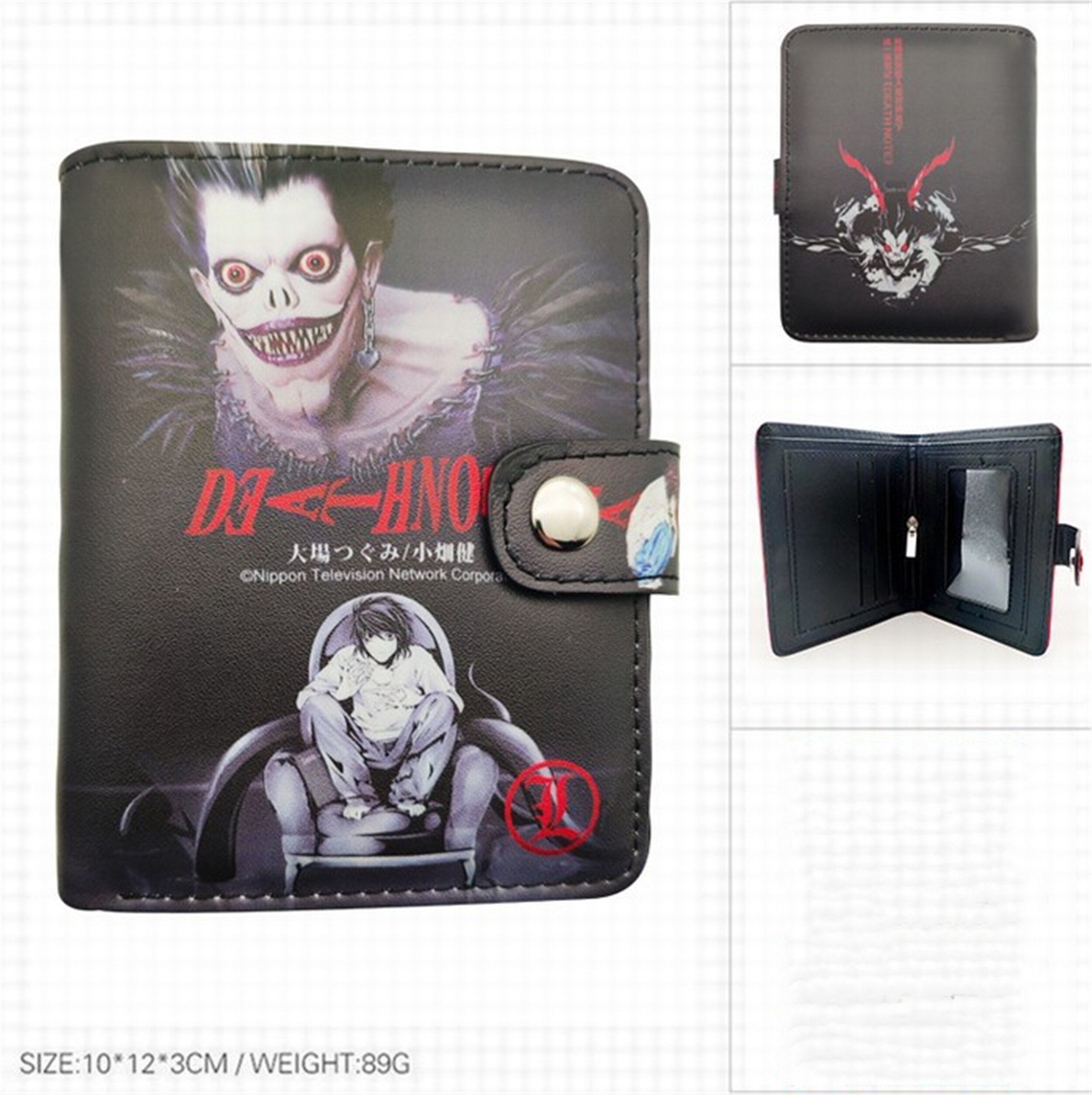أنيمي الموت ملاحظة شعار محفظة بطاقات المال مشبك محفظة بنين بنات جديد بوتيك محفظة صغيرة