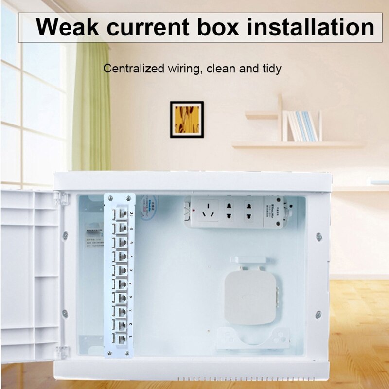 CAT5e 10 ميناء لوحة التوصيلات يدعم الظهر CAT5e دون رادع ث/مشفرة T568A/B الأسلاك ل RJ45 كابلات الشبكة الرف/جدار جبل D5QC