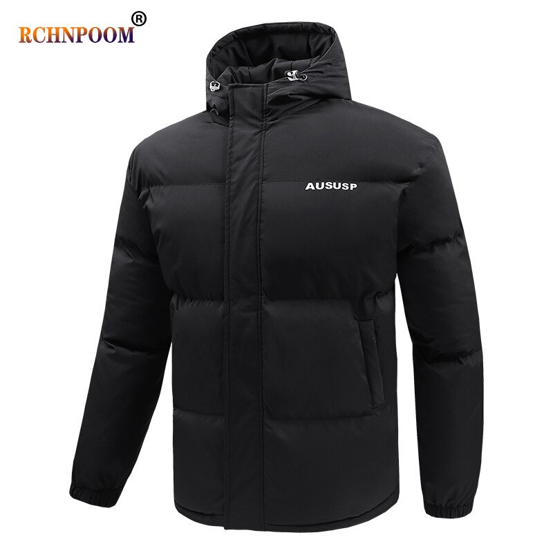 مرونة قبعة حبل الرجال الشتاء الدافئة رشاقته باركر سترة رجال الأعمال عادية جديد الطباعة مقنعين سترة مضادة للرياح ماركة الرجال