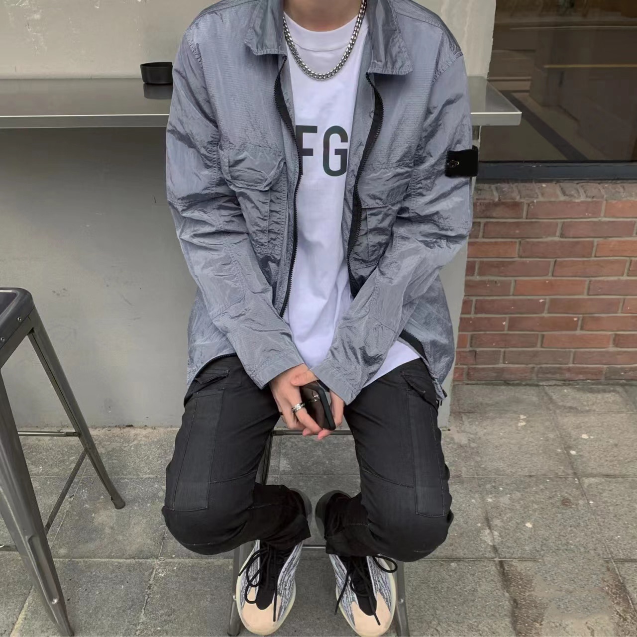 الشارع في الهواء الطلق حجر الرجال سترة مقاوم للماء عاكسة رقيقة قميص سترة مطرزة التصحيح الرجال والنساء