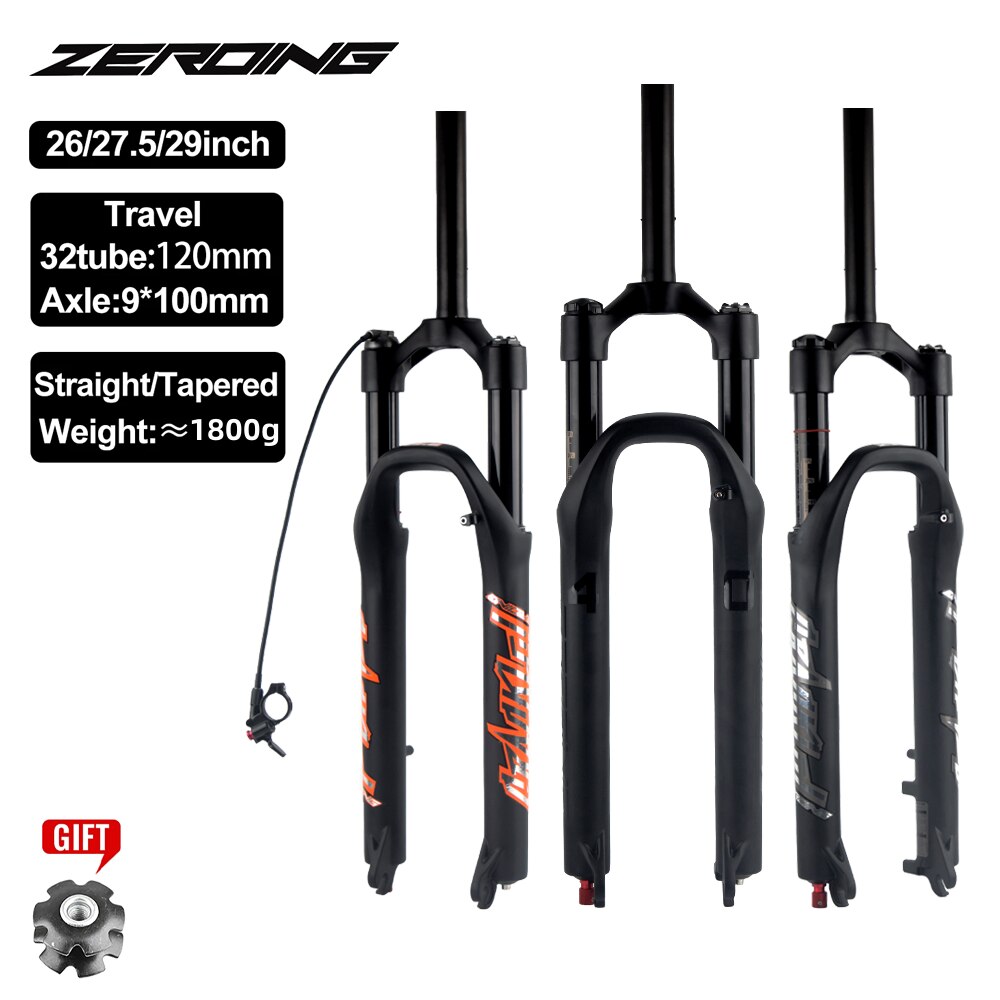شوكة هوائية من ZEROING قابلة للارتداد موديل 26/27.5/29 شوكة جبلية مستقيمة/مدببة RL/LO للإفراج السريع للدراجة