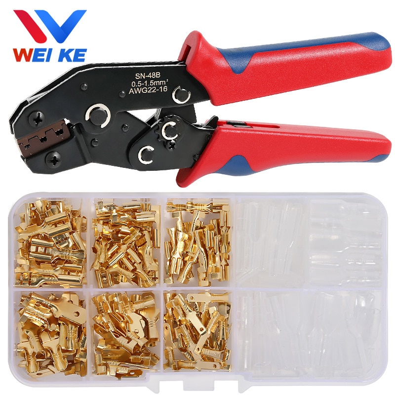 180/540 قطعة 2.8/4.8/6.3 مللي متر المجرف محطات تجعيد طرفية عازل معزول وصلات أسلاك كهربائية النحاس Termin العقص كماشة أدوات