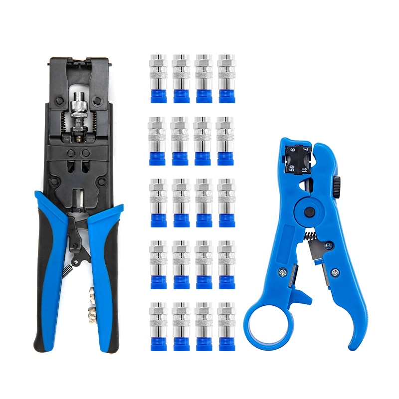 كابل محوري RG6 RG58 RG59 سلك تجريد شبكة كابل تجعيد ضغط أداة عدة