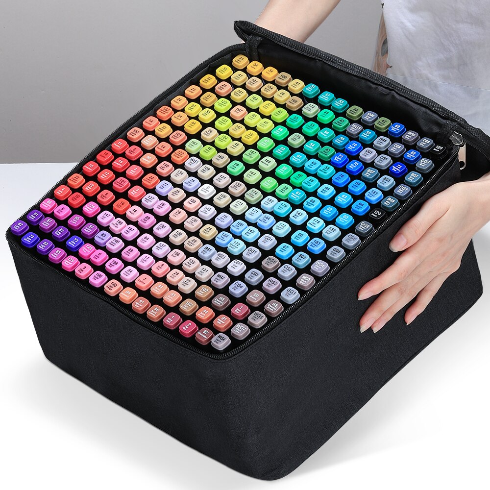 168 قلم تحديد ملون قلم كحولي ملمس رسومات المانغا رأس مزدوج فن الطلاء فرشاة المانجا فن اللوازم المدرسية مجموعة الرسم 04379