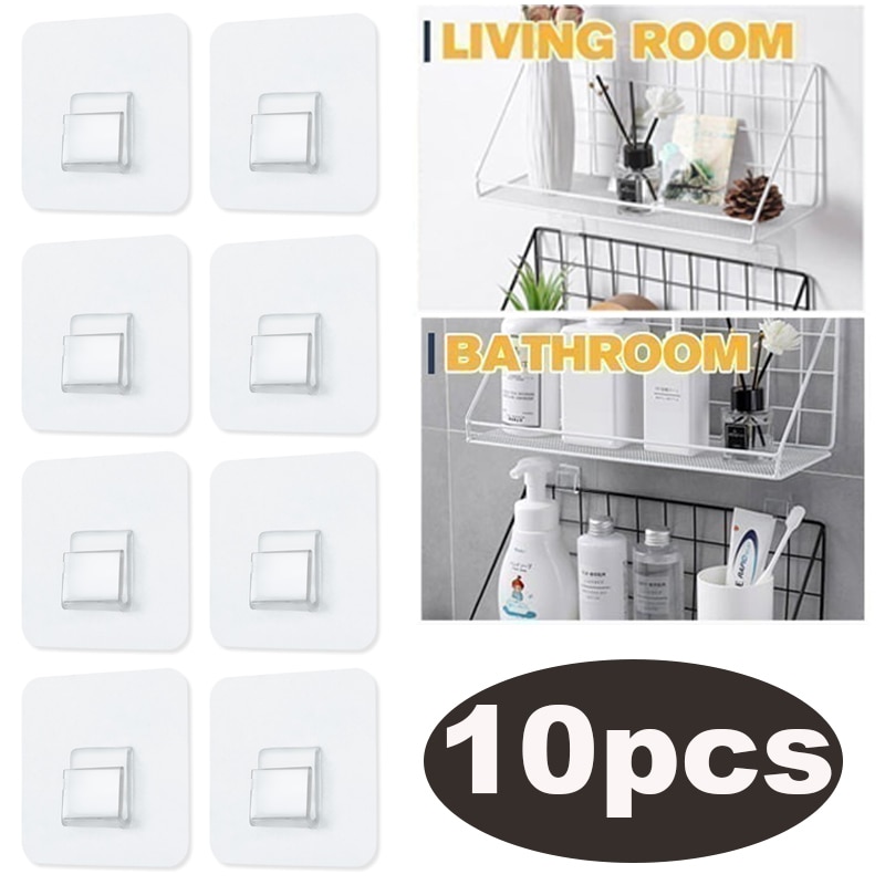 10 قطعة السنانير جدار شفاف قوي الذاتي لاصق المطبخ الحمام تخزين السنانير الشماعات شفط كأس الثقيلة تحميل حامل صنارة الصيد الرف