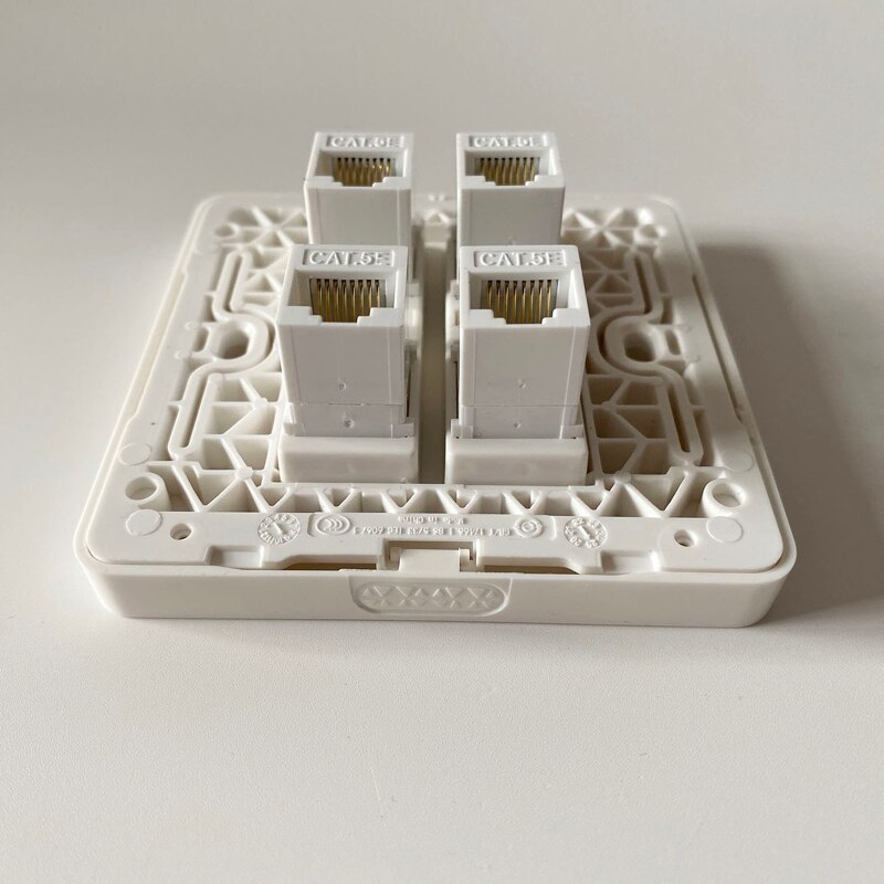 86 مللي متر 4-port Cat5e وحدة Rj45 Lan لوحة مقابس أمبير واجهة الكمبيوتر شبكة الهاتف الجدار التبديل التوصيل الأبيض للمنزل دروبشيب