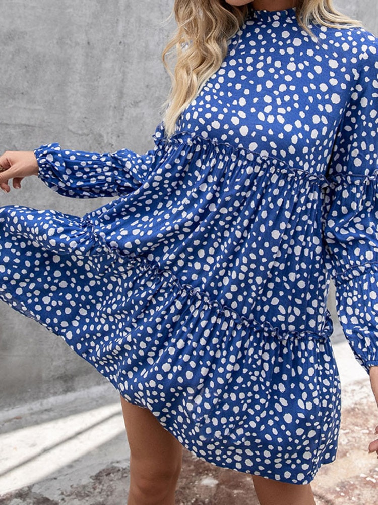 ZANZEA البوهيمي المطبوعة فستان المرأة الخريف فستان الشمس خمر فساتين عادية كم طويل البسيطة فيستدوس الكشكشة رداء فام المتضخم