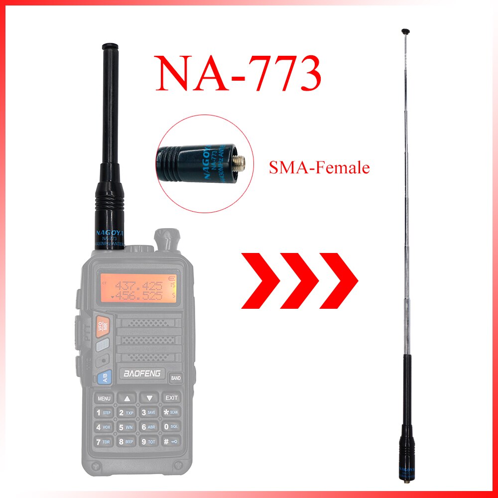 ناغويا NA-773 SMA أنثى هوائي ل اسلكية تخاطب UV-5R UVB5 UV-82 BF-888s U/VHF ثنائي الموجات Antenne ل هام راديو Baofeng UV5R