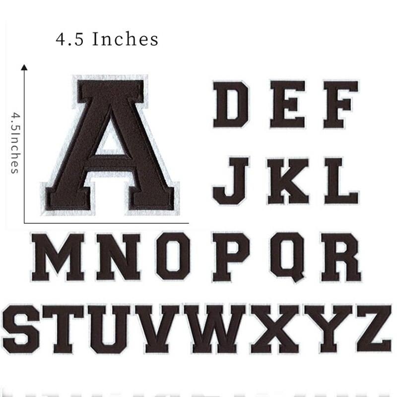 11.3 سنتيمتر/4.5in كبير أسود رسالة الحديد على بقع الإنجليزية الأبجدية Vasity رسالة شارة مطرّزة لتقوم بها بنفسك الملابس اكسسوارات
